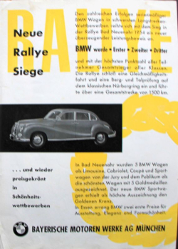 BMW 501 Modelprogram 1954 "Rallye Siege" Carbrochure (10210)